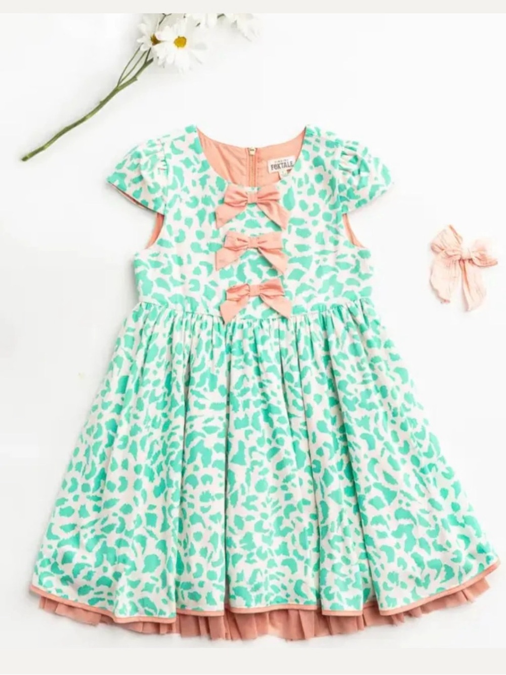 Finding Foxtale S’Wonderful Dress Mint Pink Bows Ruffle NWT 5T